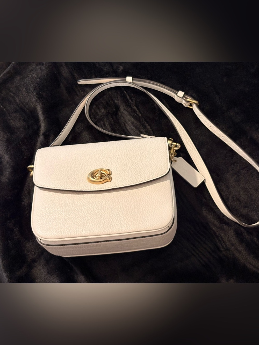 Coach Chalk Pebbled Leather Turnlock Crossbody Bag
